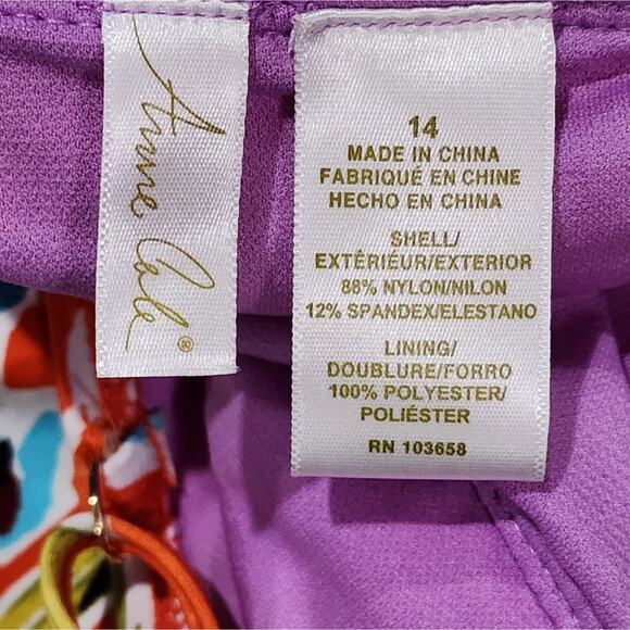 Anne Cole Floral‎ Tropical Skirted One Piece Bathing Swim Suit Size 14 Large New - Picture 6 of 7